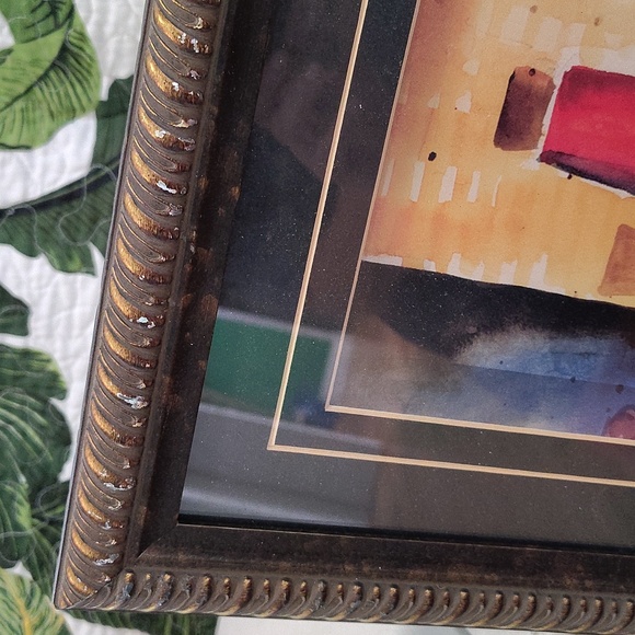 2 Abstract Framed Wine Paintings - Picture 2 of 4